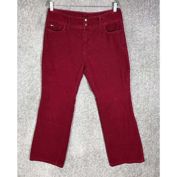 Tommy Hilfiger Bootcut Corduroy Jeans Womens‎ Size 12 Red Cotton Pockets - Picture 1 of 12